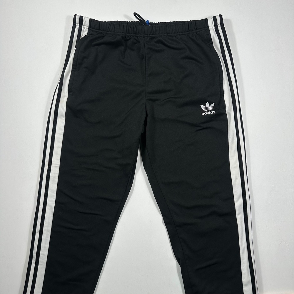 Adidas Track Pants Mens XL Adibreak Snap Button Side Stripe Black Breakaway
